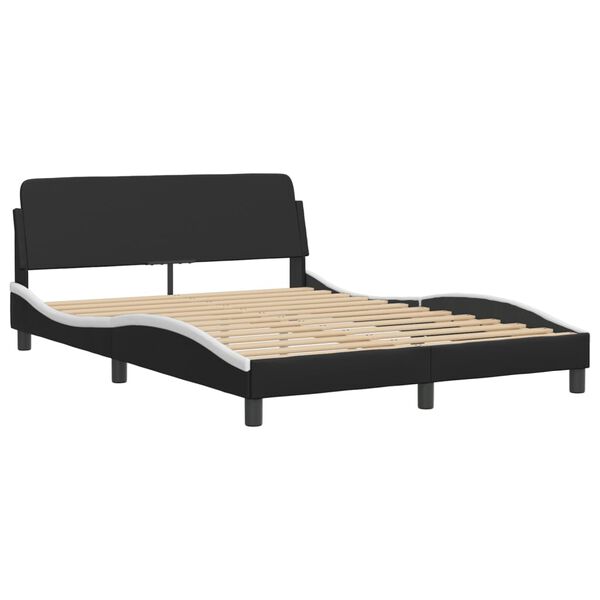 vidaXL Lit avec matelas Hvar noir et blanc 120x200 cm similicuir