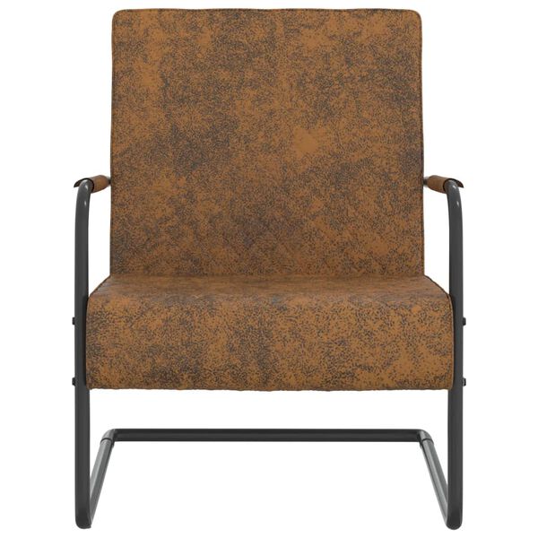 vidaXL Chaise cantilever Marron Tissu