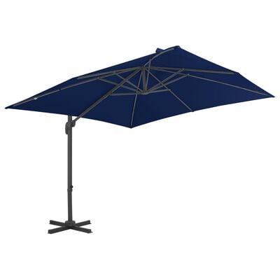 vidaXL Parasol de jardin en porte-à-faux et mât en aluminium bleu azur