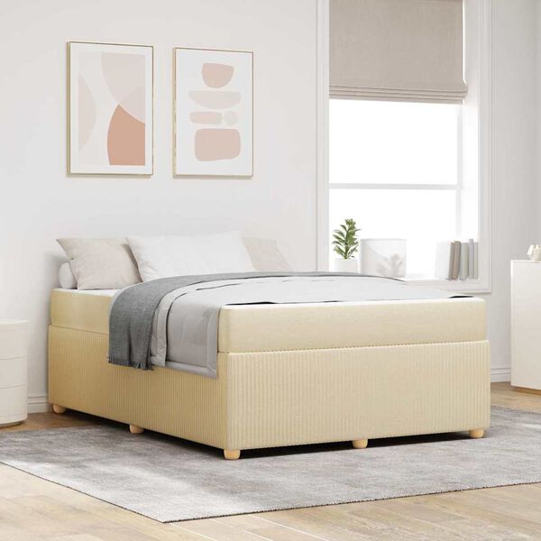 vidaXL Cadre de lit avec matelas avec matelas Cr&egrave;me 140 x 200 cm tissu