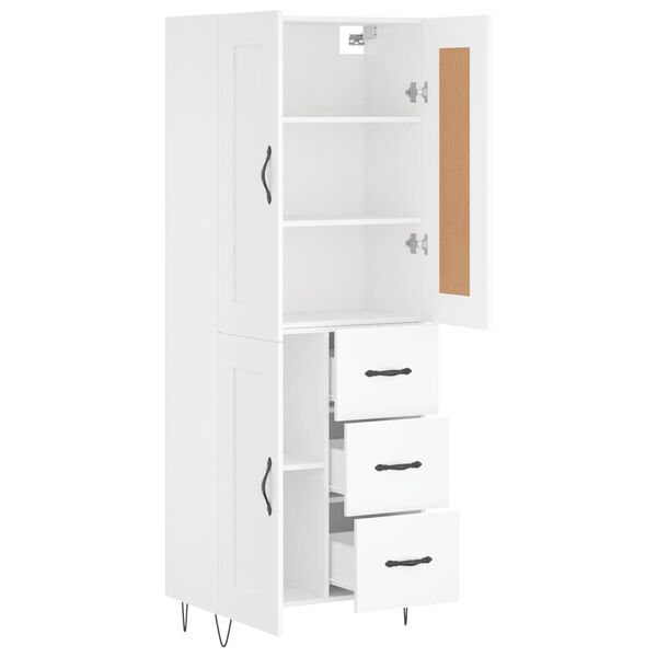 vidaXL Buffet haut Blanc 69,5x34x180 cm Bois d'ing&eacute;nierie