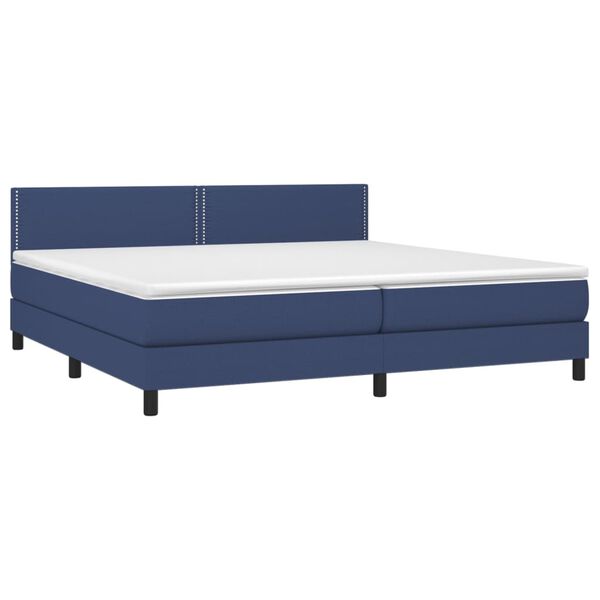 vidaXL Sommier &agrave; lattes de lit et matelas et LED Bleu 200x200 cm Tissu