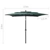 vidaXL Parasol de jardin à 3 niveaux avec mât en aluminium vert