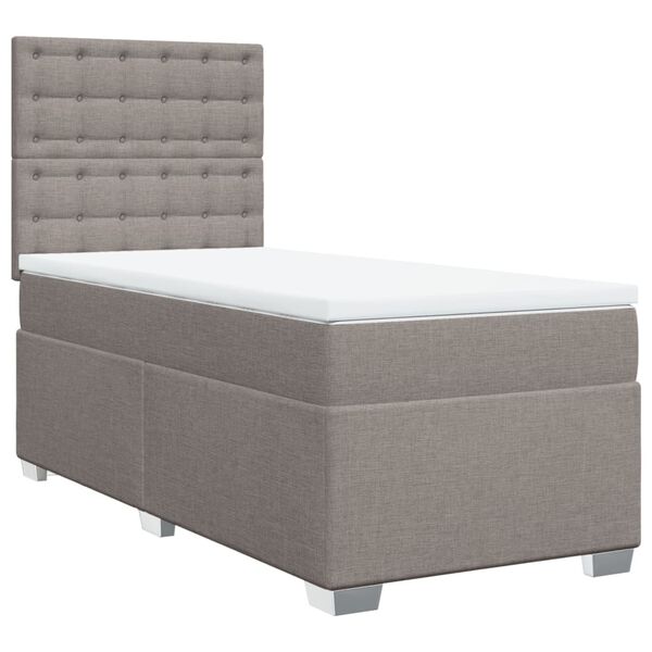vidaXL Sommier &agrave; lattes de lit avec matelas Taupe 90x190 cm Tissu