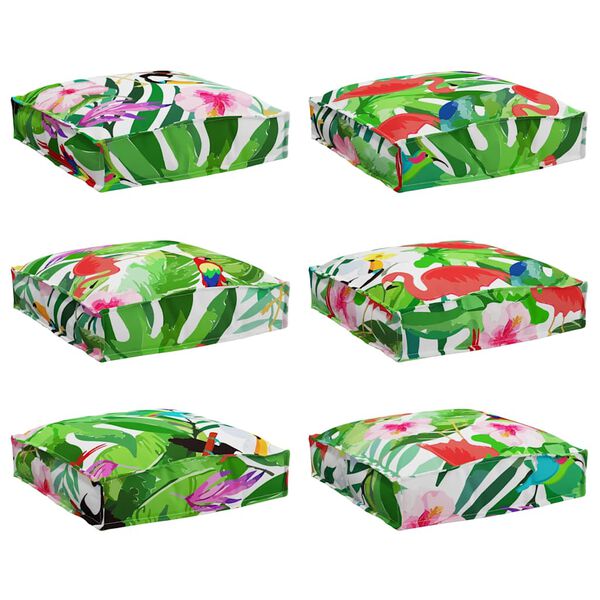 vidaXL Coussin Floral 6 pcs Multicolore 40 x 40 x 8 cm Tissu Oxford