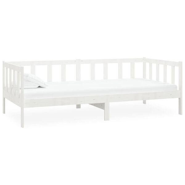 vidaXL Lit de repos avec matelas 90x200 cm Blanc Bois de pin massif