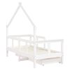 vidaXL Cadre de lit enfant tiroirs blanc 70x140 cm bois de pin massif