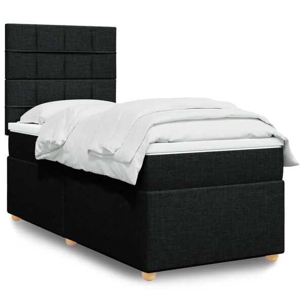 vidaXL Sommier &agrave; lattes de lit avec matelas Noir 100x200 cm Tissu