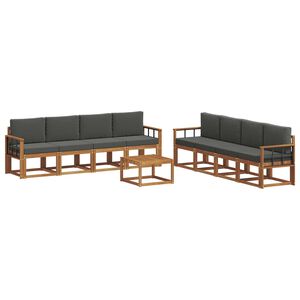 vidaXL Ensemble de canap&eacute;s d'ext&eacute;rieur 9 pc Naturel et Anthracite