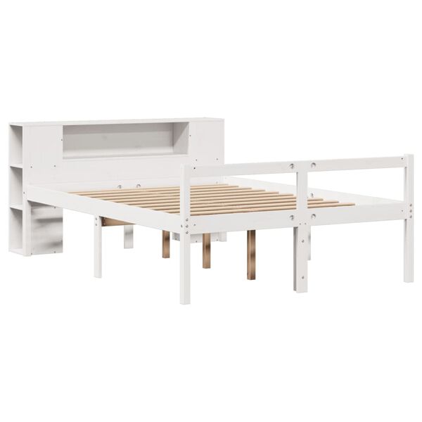 vidaXL Lit biblioth&egrave;que sans matelas blanc 140x200 cm bois pin massif