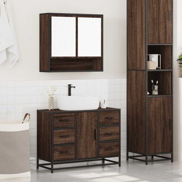 vidaXL Ensemble de meubles de salle de bain 2 pcs Chêne marron