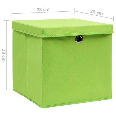 vidaXL Boîtes de rangement avec couvercles 10 pcs 28x28x28 cm Vert
