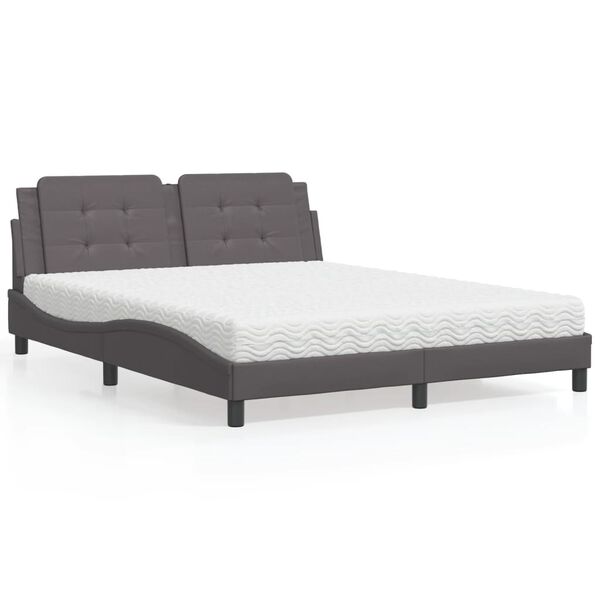 vidaXL Lit avec matelas Zadar gris 160x200 cm similicuir