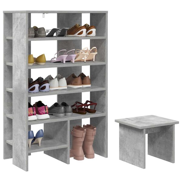 vidaXL Cabinet &agrave; chaussures 2 pcs Gris b&eacute;ton Bois d'ing&eacute;nierie