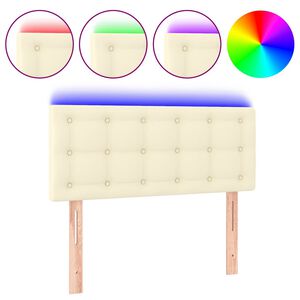 vidaXL T&ecirc;te de lit &agrave; LED Cr&egrave;me 90x5x78/88 cm Similicuir