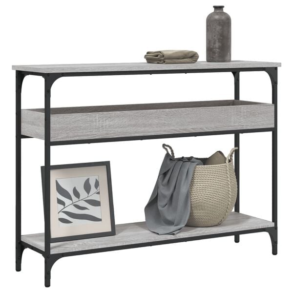 vidaXL Table console avec &eacute;tag&egrave;re sonoma gris 100x29x75 cm