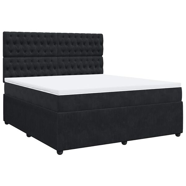 vidaXL Sommier &agrave; lattes de lit avec matelas Noir 180x200 cm Velours