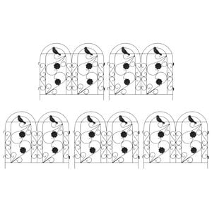vidaXL Cl&ocirc;ture de jardin 5 pc Acier Noir