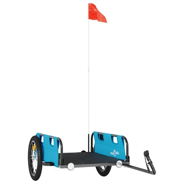 vidaXL Remorque de v&eacute;lo bleu tissu oxford et fer