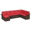 vidaXL Ensemble de canap&eacute; de jardin 8 pc Marron et rouge polyrotin