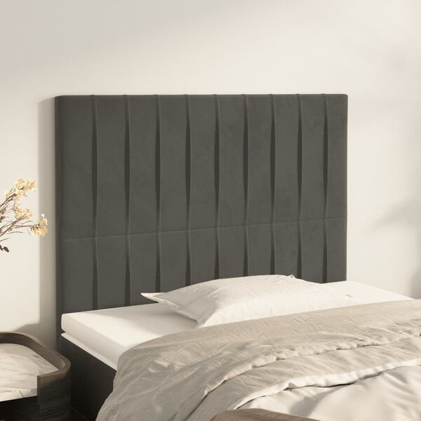vidaXL T&ecirc;te de lit Gris fonc&eacute; 90x5x118/128 cm Velours