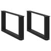vidaXL Pieds de table basse en U, 2 pi&egrave;ces, noir, 70 x (30-31) cm, acier