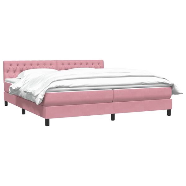 vidaXL Sommier &agrave; lattes de lit avec matelas rose 200x220 cm velours