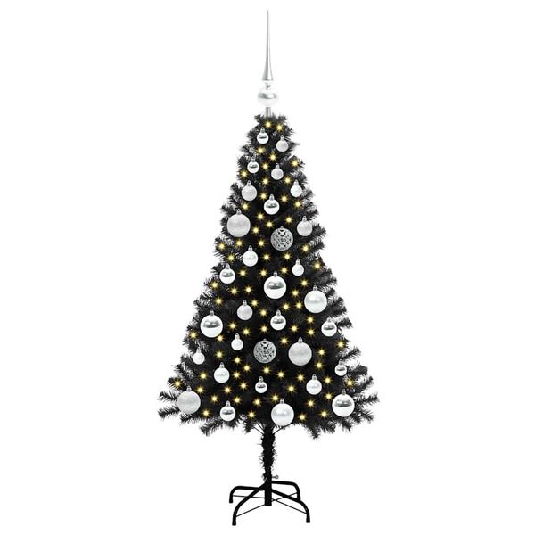 vidaXL Sapin de No&euml;l avec 150 LED avec support Noir 120 cm PVC