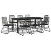 vidaXL Ensemble &agrave; manger de jardin 9 pcs noir rotin PVC