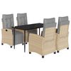 vidaXL Ensemble &agrave; manger de jardin coussins 5 pcs m&eacute;lange beige rotin