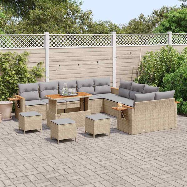 vidaXL Ensemble de canapé de jardin 18 pcs Beige et Gris clair