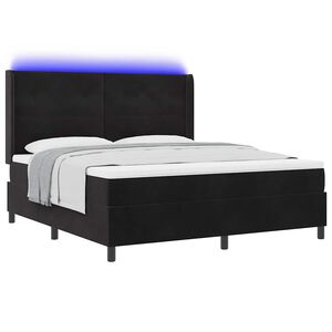 vidaXL Lit &agrave; ressorts avec matelas avec LED Noir 180 x 200 cm Velours