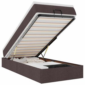 vidaXL Cadre de lit ottoman avec matelas marron fonc&eacute; 90x190 cm tissu