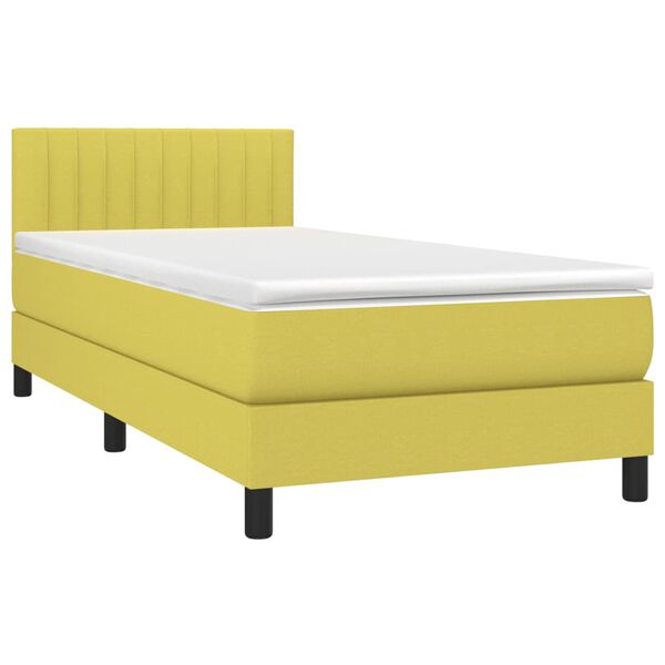 vidaXL Sommier &agrave; lattes de lit avec matelas et LED Vert 90x190cm Tissu