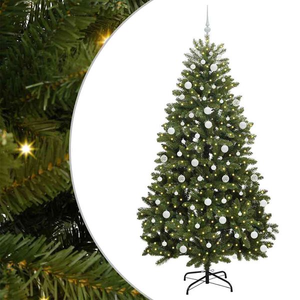 vidaXL Sapin de No&euml;l artificiel avec 300 LED Vert 210 cm PVC et m&eacute;tal