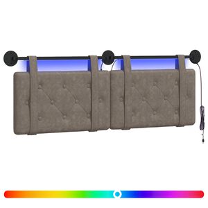 vidaXL T&ecirc;te de lit suspendue Avec lumi&egrave;re LED Gris PU antique