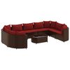 vidaXL Salon de jardin 10 pcs avec coussins marron r&eacute;sine tress&eacute;e