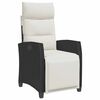 vidaXL Chaise de jardin inclinable avec table d'appoint noir polyrotin