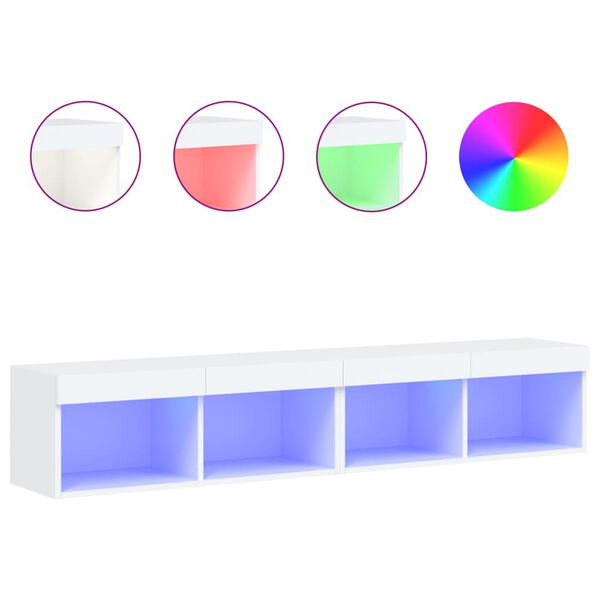 vidaXL Meubles TV avec lumi&egrave;res LED 2 pcs blanc 80x30x30 cm