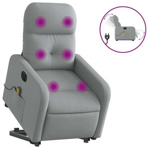 vidaXL Fauteuil inclinable de massage &eacute;lectrique Gris clair Tissu