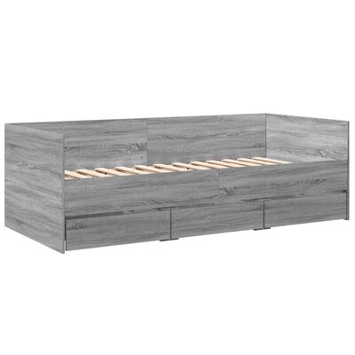 vidaXL Lit de jour avec tiroirs sans matelas sonoma gris 90x200 cm