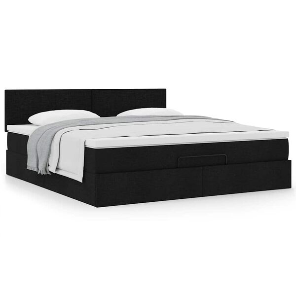 VidaXL Cadre de lit ottoman avec matelas noir 180x200 cm tissu