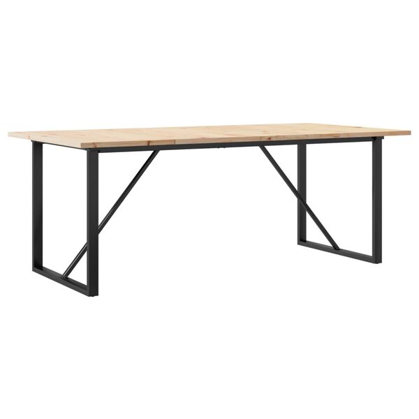 vidaXL Table &agrave; manger cadre en O 200x100x75,5 cm bois pin massif acier