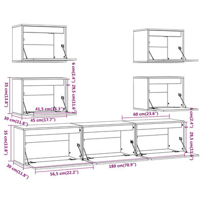 vidaXL Meubles TV 7 pcs Blanc Bois massif de pin