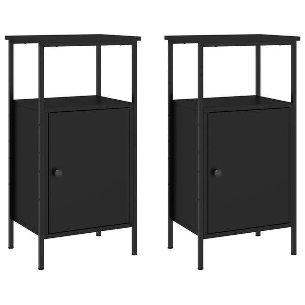 vidaXL Tables de chevet 2 pcs noir 41x31x80 cm bois d’ingénierie