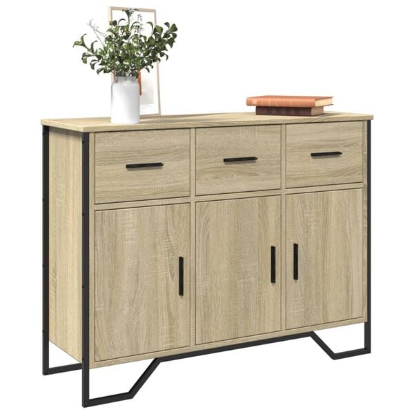 vidaXL Buffet ch&ecirc;ne sonoma 97x32,5x74,5 cm bois d'ing&eacute;nierie