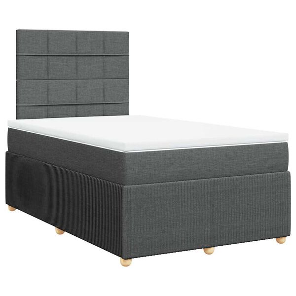 vidaXL Sommier &agrave; lattes de lit avec matelas gris fonc&eacute; 120x190cm tissu