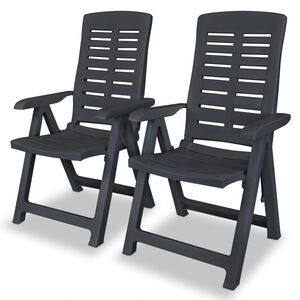 vidaXL Chaises inclinables de jardin lot de 2 Plastique Anthracite