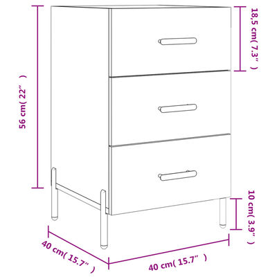 vidaXL Table de chevet blanc brillant 40x40x66 cm bois d'ingénierie