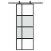 vidaXL Porte coulissante kit quincaillerie noir 76x205 cm verre trempé
